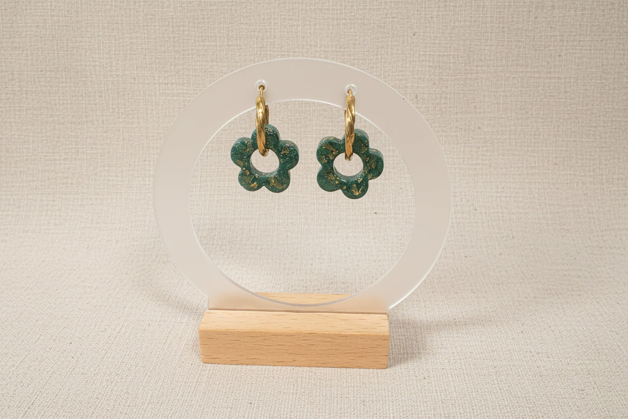 Pampilles vertes et feuille d'or