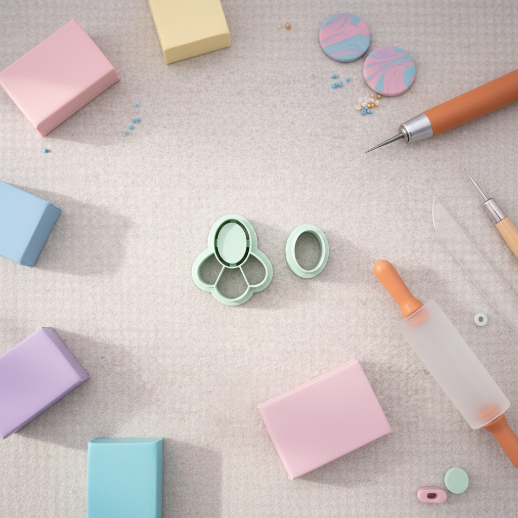 Emporte-pièces fleur ovale – lot de 2 cutters pâte polymère – bijoux DIY pampilles – 20 à 40 mm – fabriqué en France. EP-184