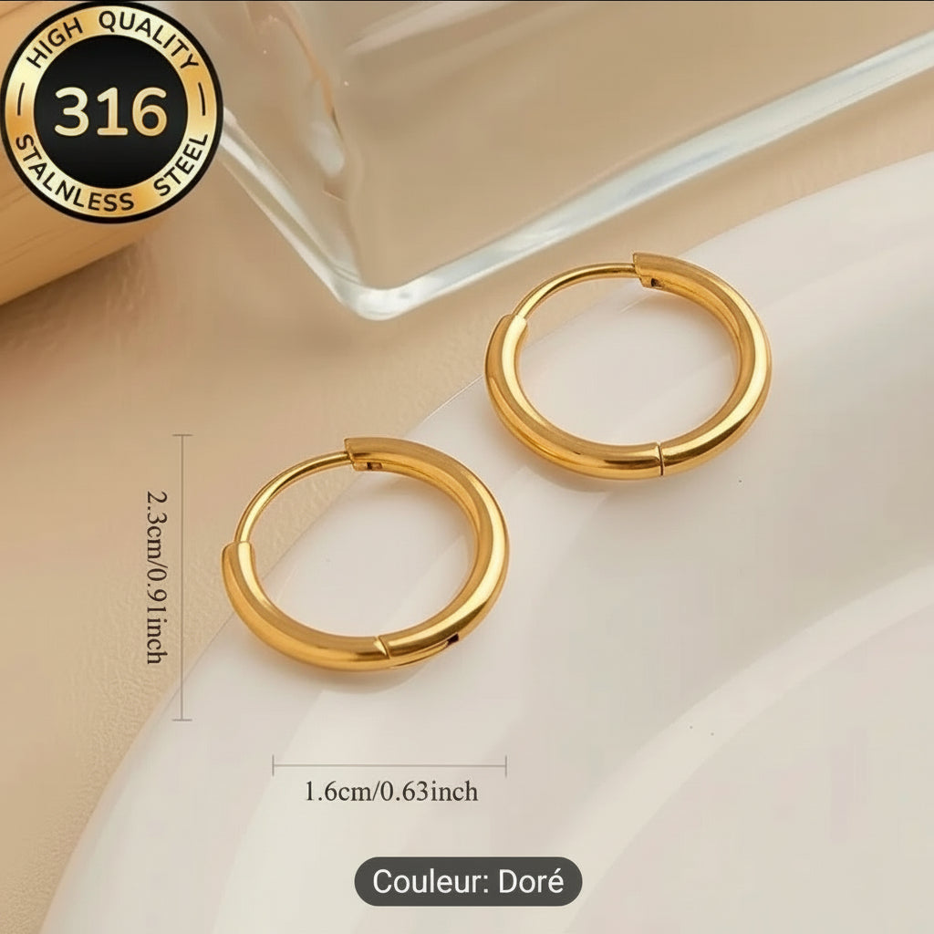 Créoles en acier inoxydable 316 – Doré ou Argenté