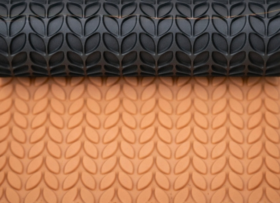 Rouleau texture pâte polymère – motif feuilles Leaves – rouleau texturé bijoux DIY – 24 x 80 mm – fabriqué en France