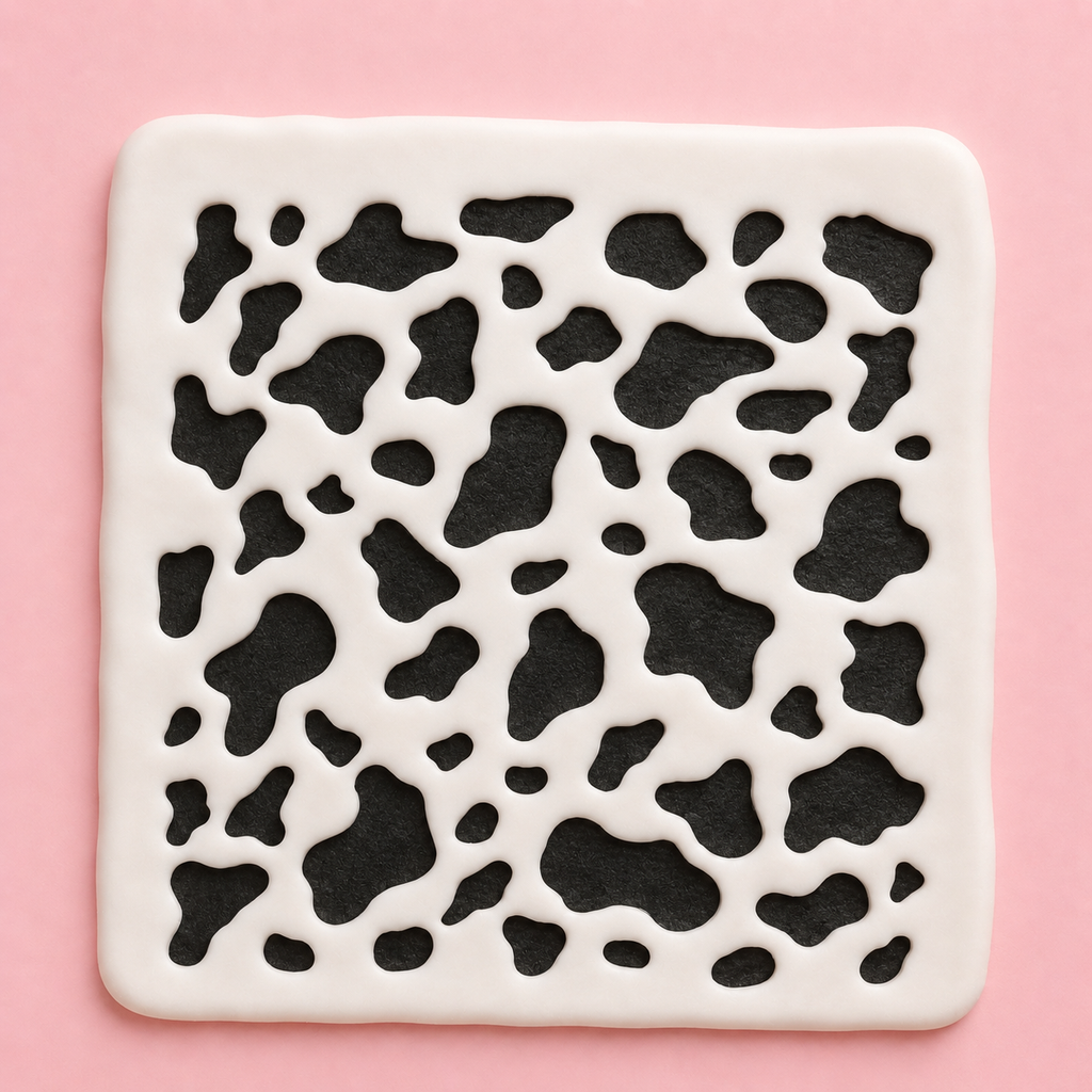 Stencil motif peau de vache pour pâte polymère – Pochoir texture vache – ST-05