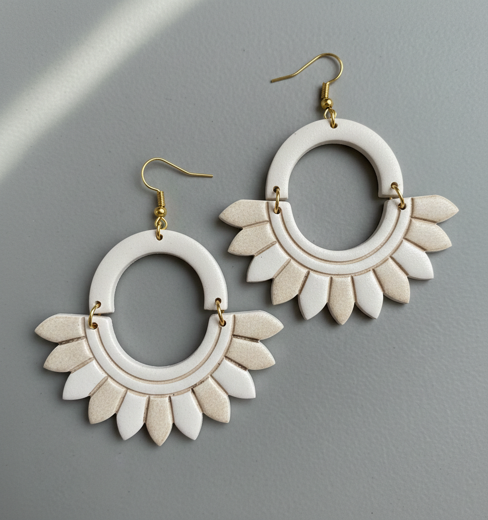 Emporte-pièces géométriques ajourés – lot de 2 cutters pâte polymère – pampilles bijoux DIY – arche douce & pointe élégante – 25 à 40 mm – EP-191 – fabriqué en France