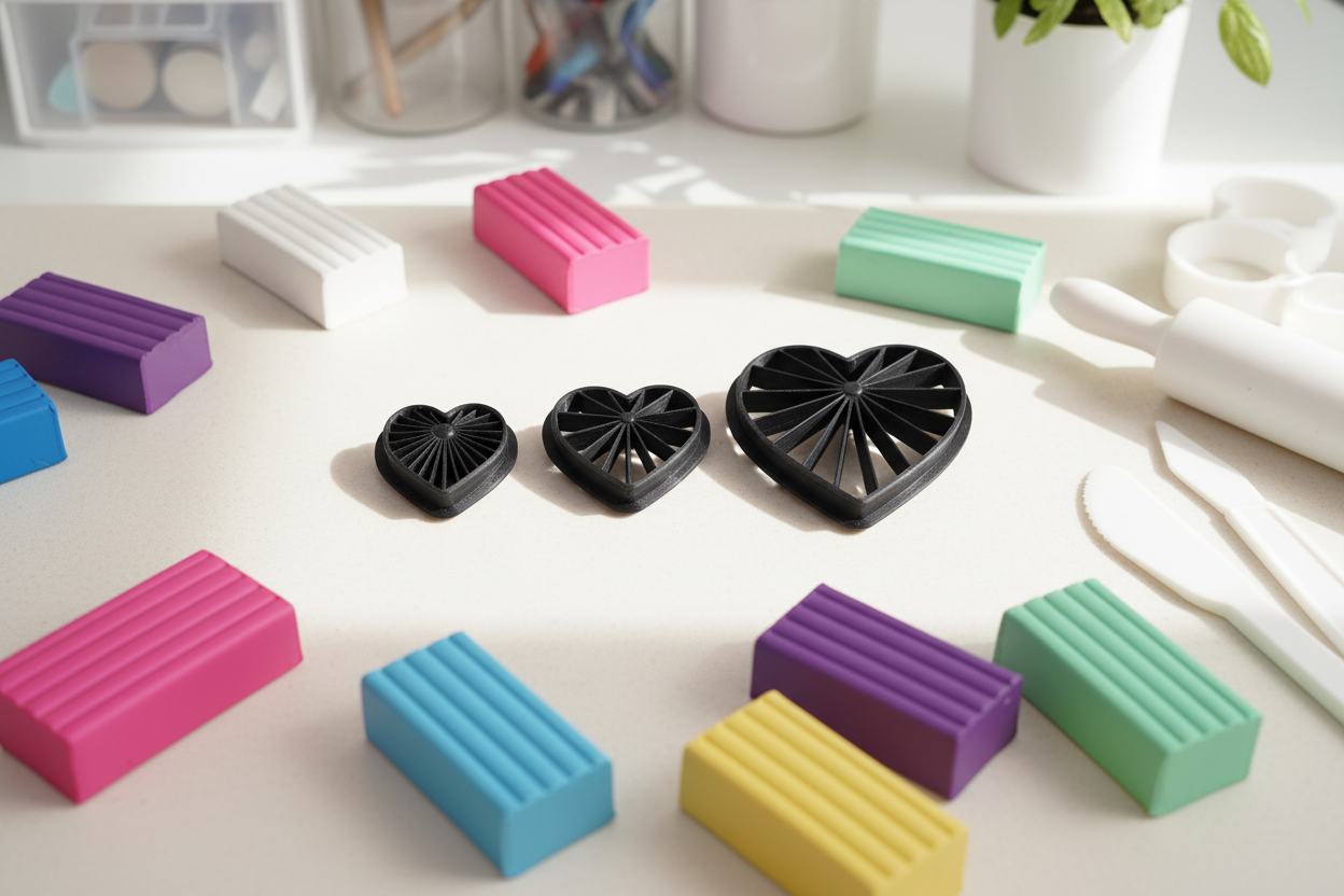 Emporte-pièce cœur ajouré rayons 25 / 30 / 35 mm – Découpe bijoux pâte polymère – Outil DIY – Fabriqué en France. EP-69