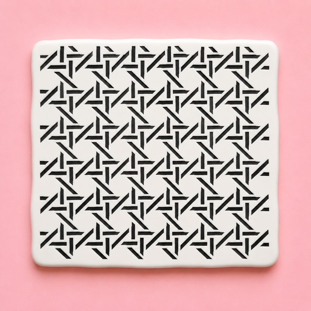 Stencil motif géométrique tressé pour pâte polymère – Pochoir texture graphique moderne – ST-15