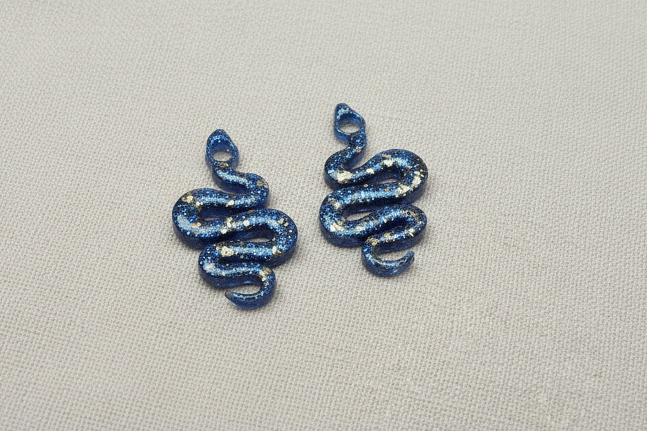 Pampilles Serpent Bleu Nuit Pailleté Doré
