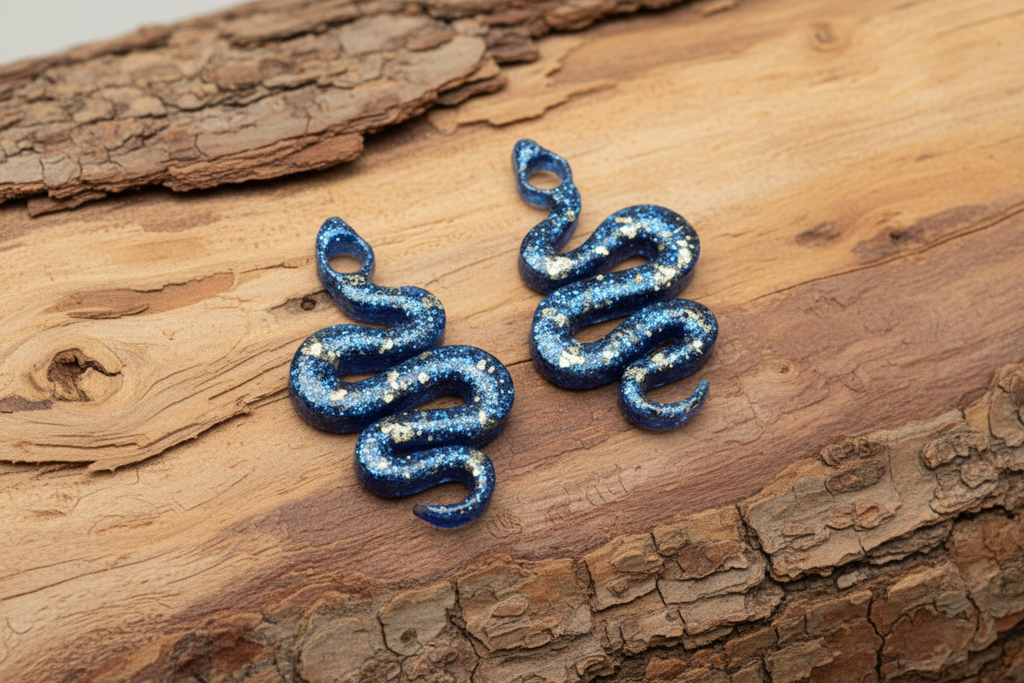Pampilles Serpent Bleu Nuit Pailleté Doré