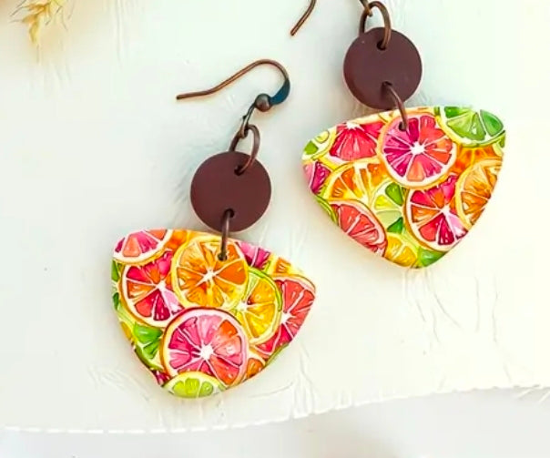 Feuille de transfert fruits acidulés pour pâte polymère  – 10 × 14 cm – DIY bijoux. TF37