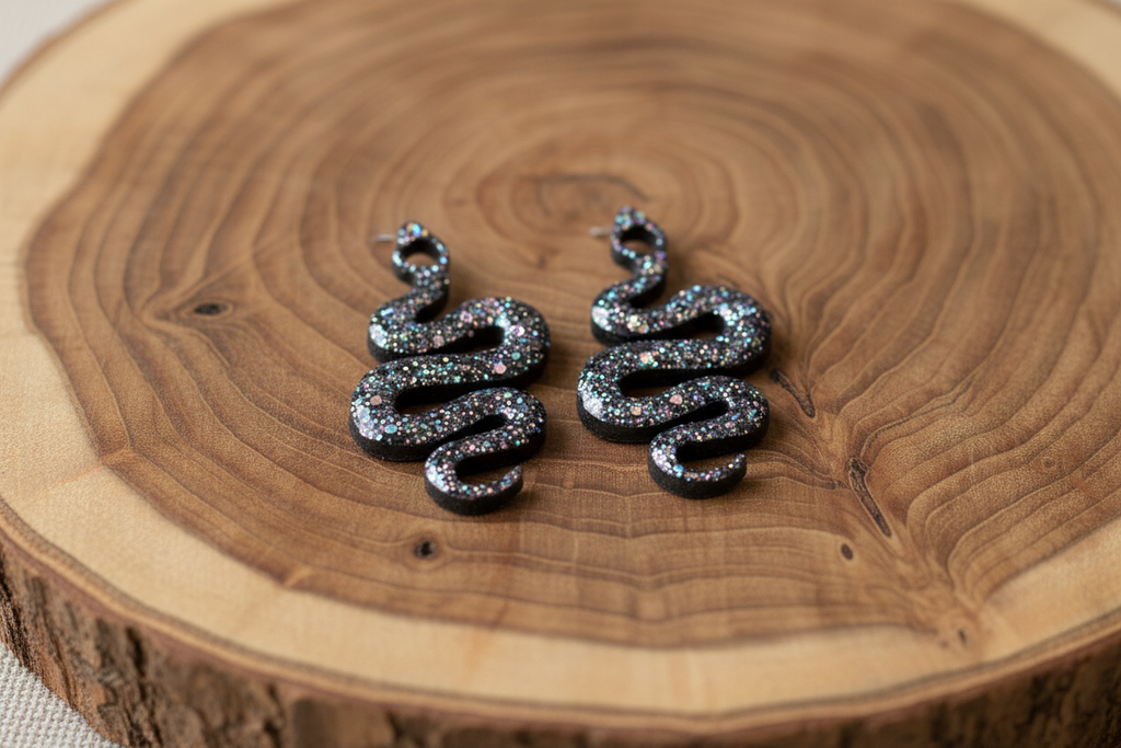 Pampilles Serpent Noir Pailleté Multicolore