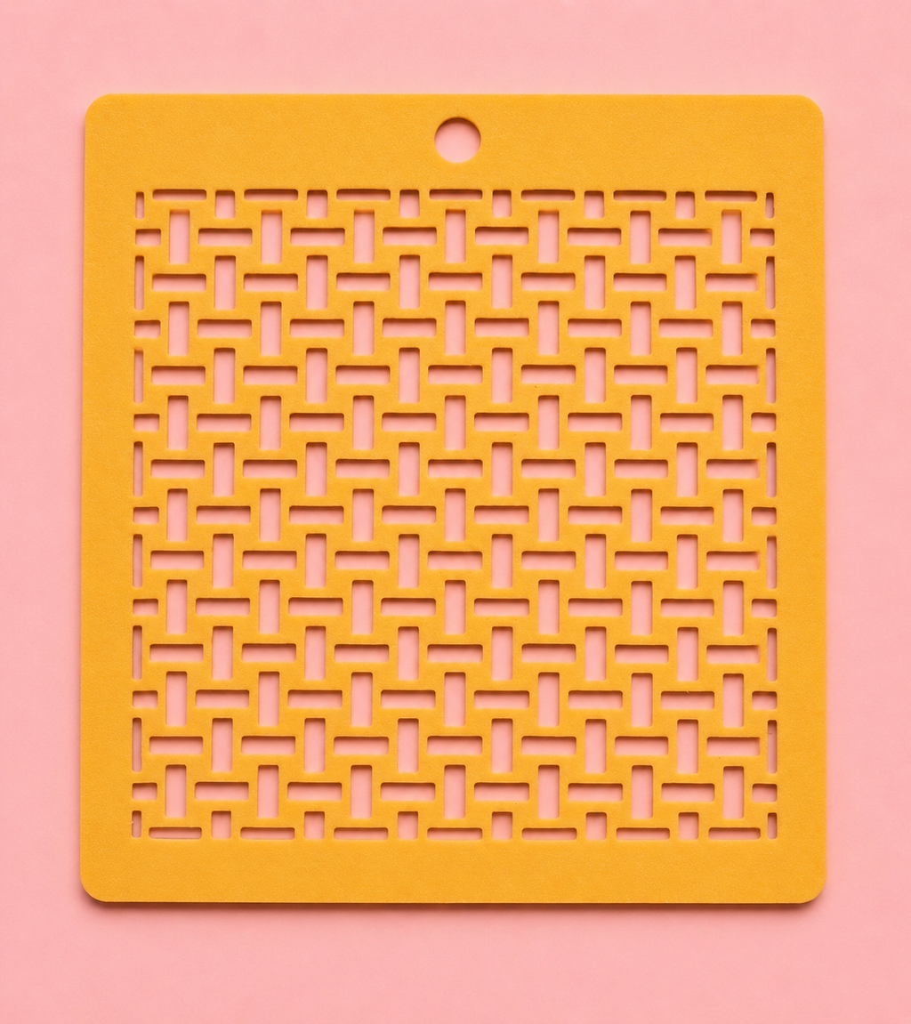 Stencil motif tissage géométrique pour pâte polymère – Pochoir texture entrelacée