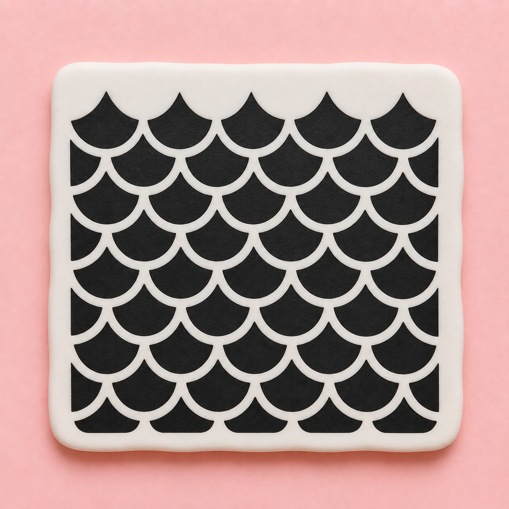 Stencil motif écailles pour pâte polymère – Pochoir texture écailles – ST-12