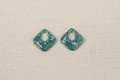 Pampilles losange vert turquoise et feuille d'argent
