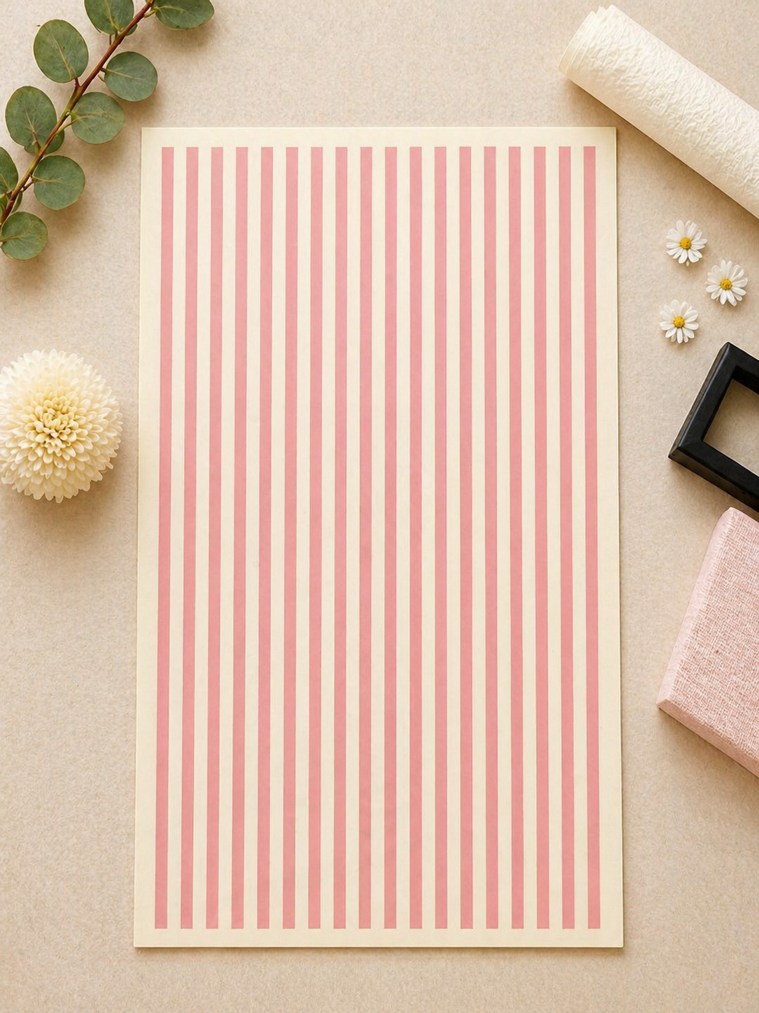 Feuille de transfert rayures roses pour pâte polymère  – 7,5 x 12 cm – création bijoux DIY. TF100