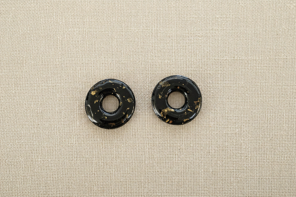 Pampilles Donut noires et feuille d'or