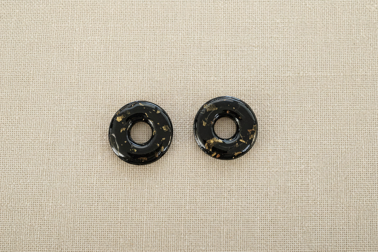 Pampilles Donut noires et feuille d'or