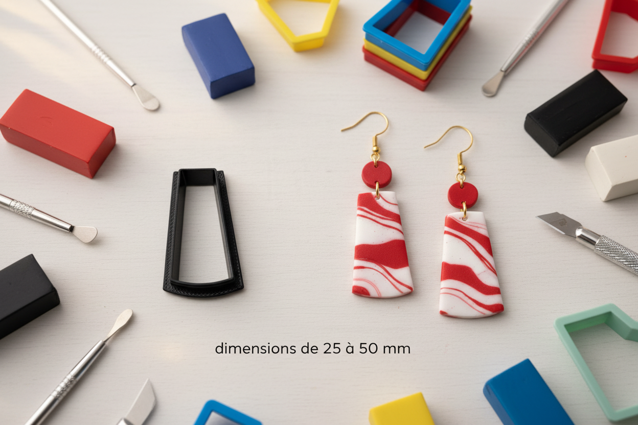 Emporte-pièce Trapèze Géométrique – 25 à 50 mm au choix – Découpe bijoux pâte polymère – Fabriqué en France - EP-107