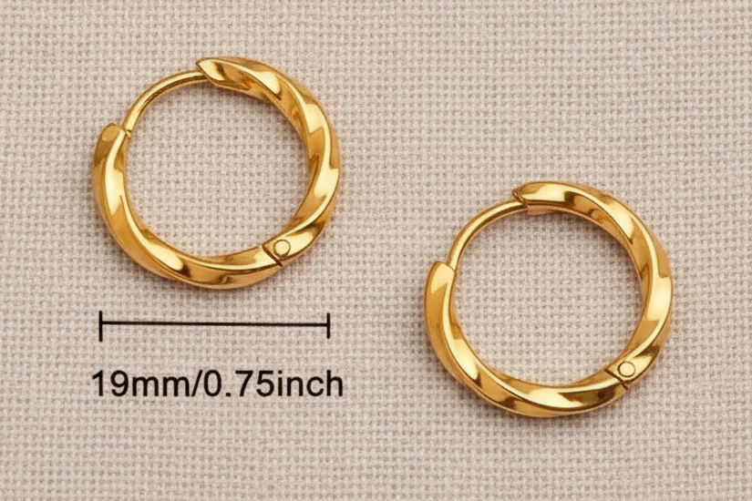 Créoles torsadées 19 mm – Acier inoxydable 304 (Argenté ou Doré)