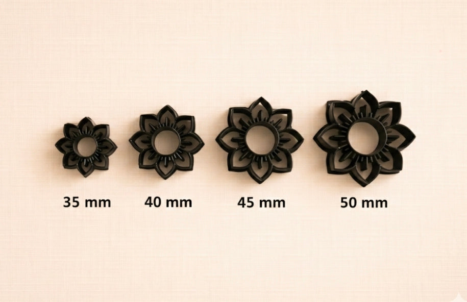 Emporte-pièce fleur ajourée pour bijoux DIY – 4 tailles 35 à 50 mm – fabrication française. EP-48