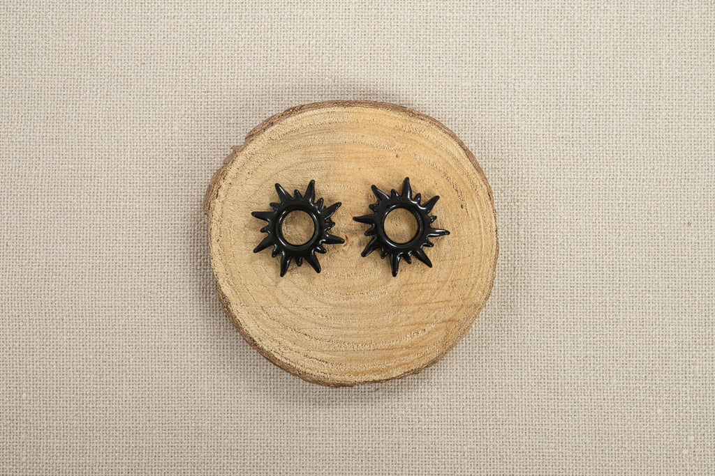 Pampilles soleil noir et feuille d'or