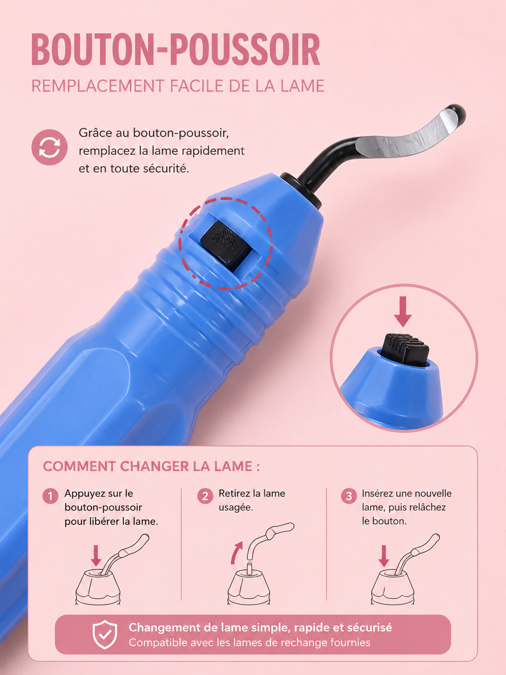 Ebavureur de précision avec 10 lames de rechange