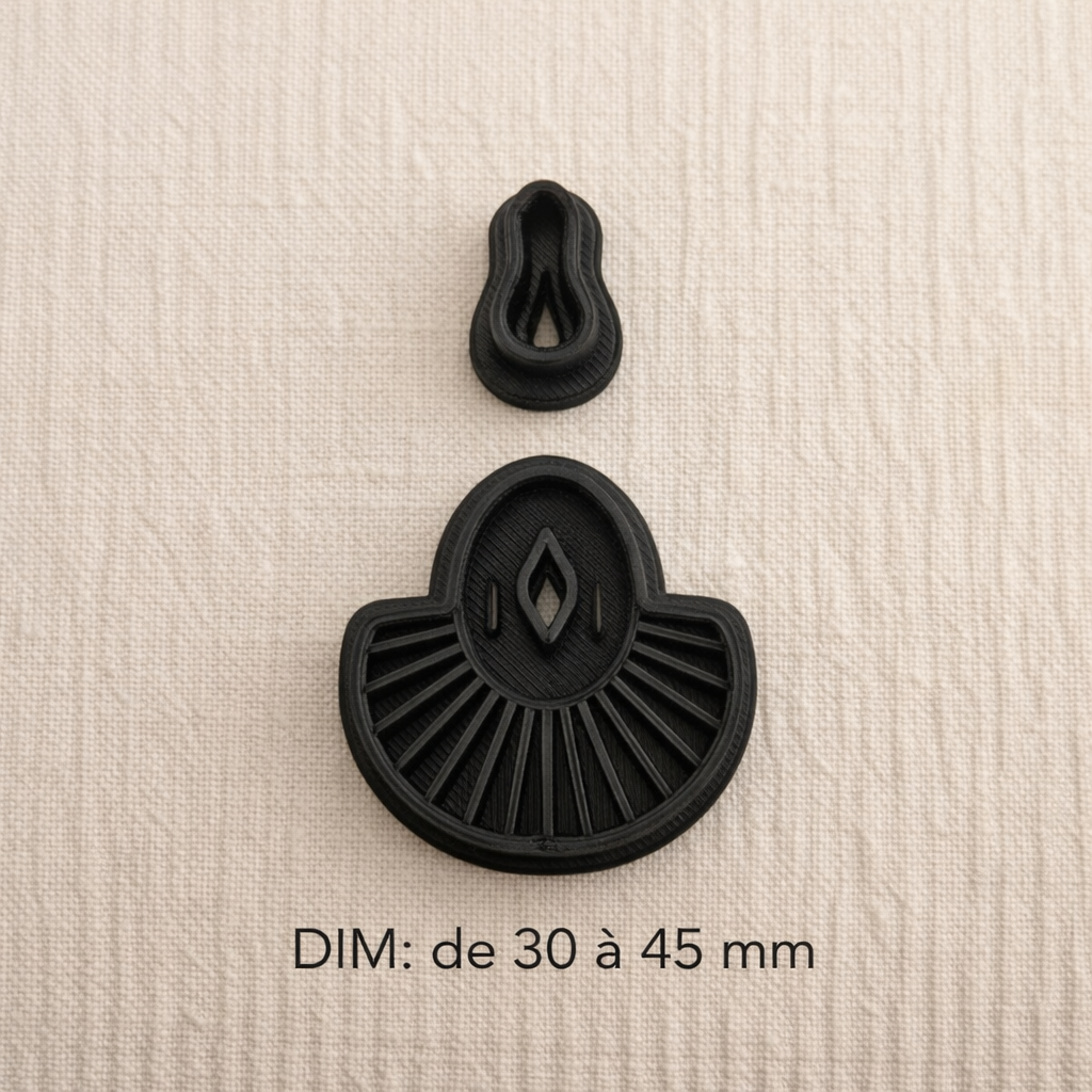 Emporte-pièce pampille éventail ovale ajourée – Bijoux DIY – 4 tailles disponibles 30 à 45 mm