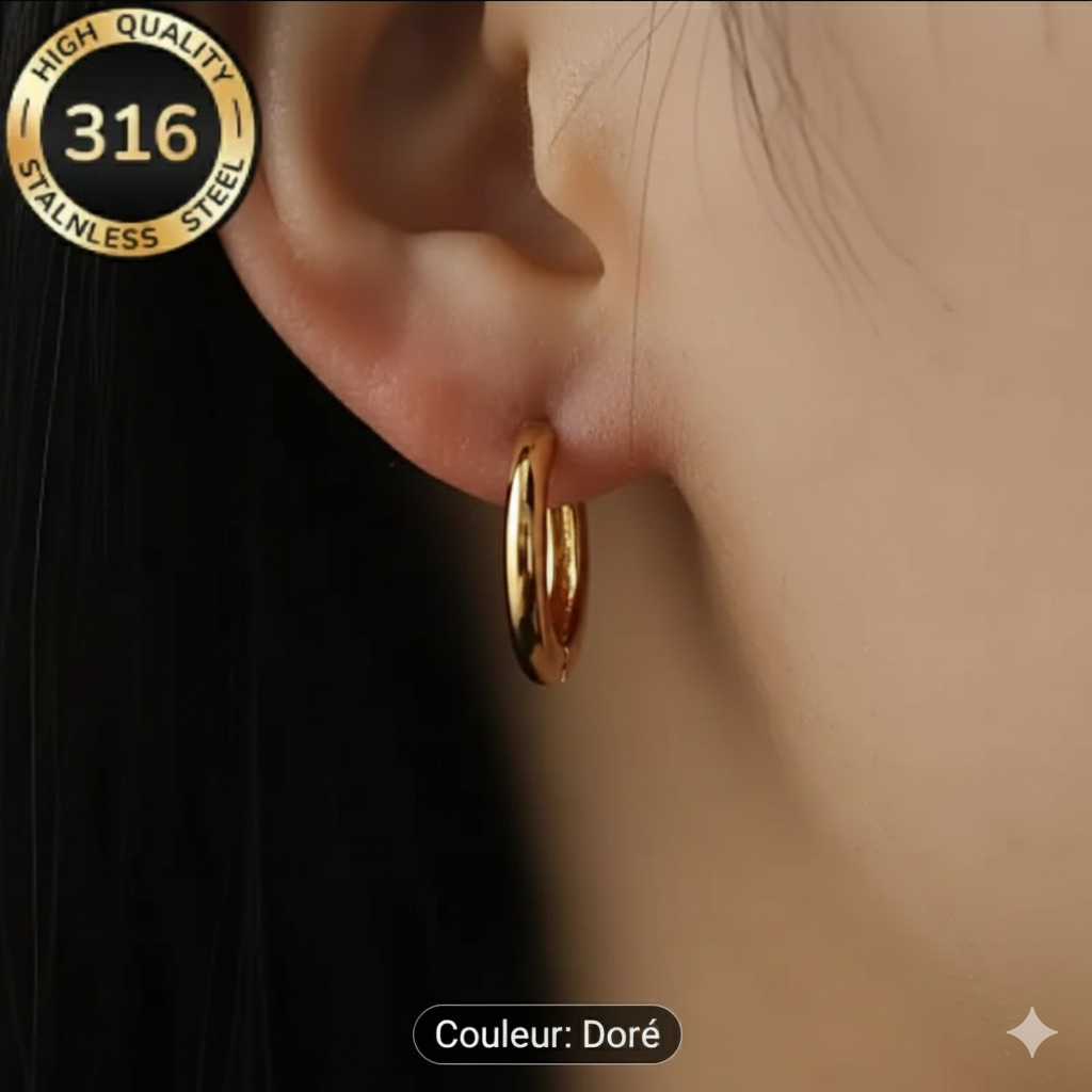 Créoles en acier inoxydable 316 – Doré ou Argenté