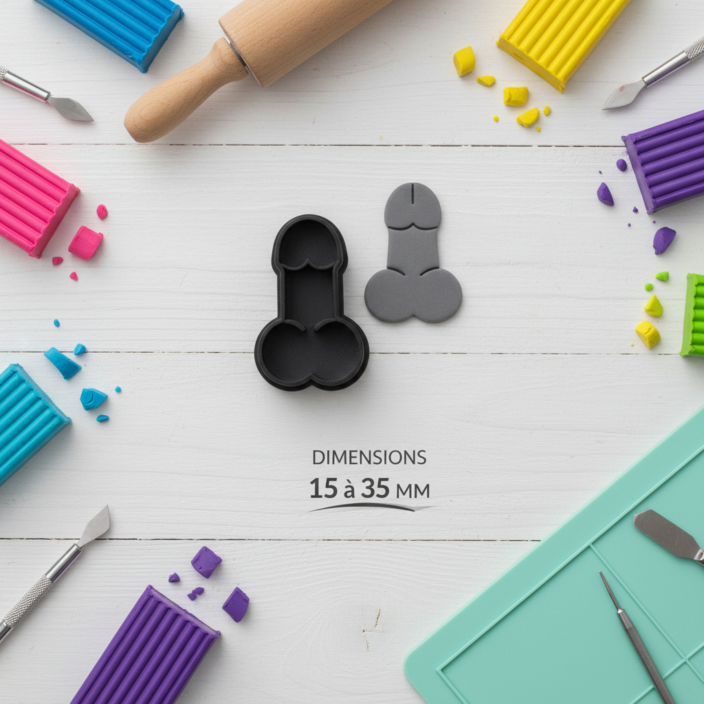 Emporte-pièce forme pénis – cutter pâte polymère – bijoux DIY – pampilles originales – 15 à 35 mm – fabriqué en France