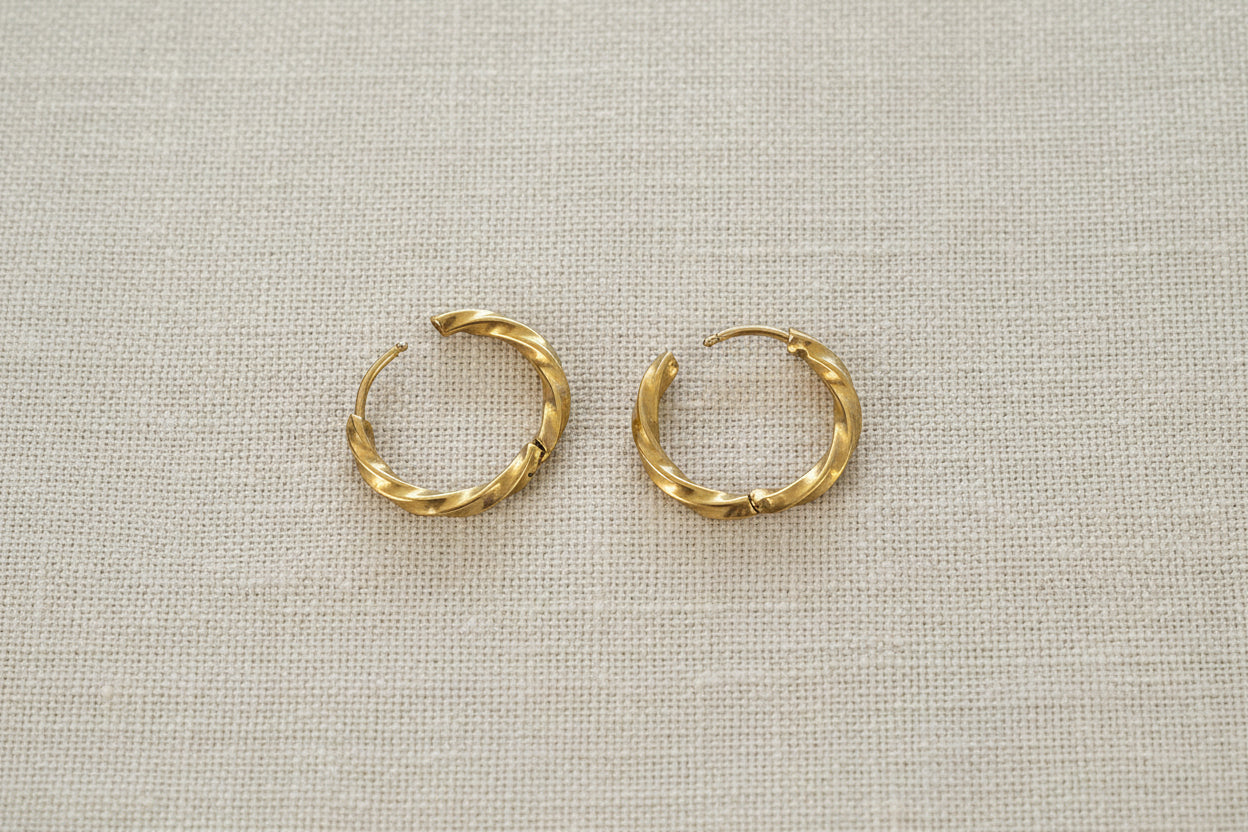 Créoles torsadées 19 mm – Acier inoxydable 304 (Argenté ou Doré)