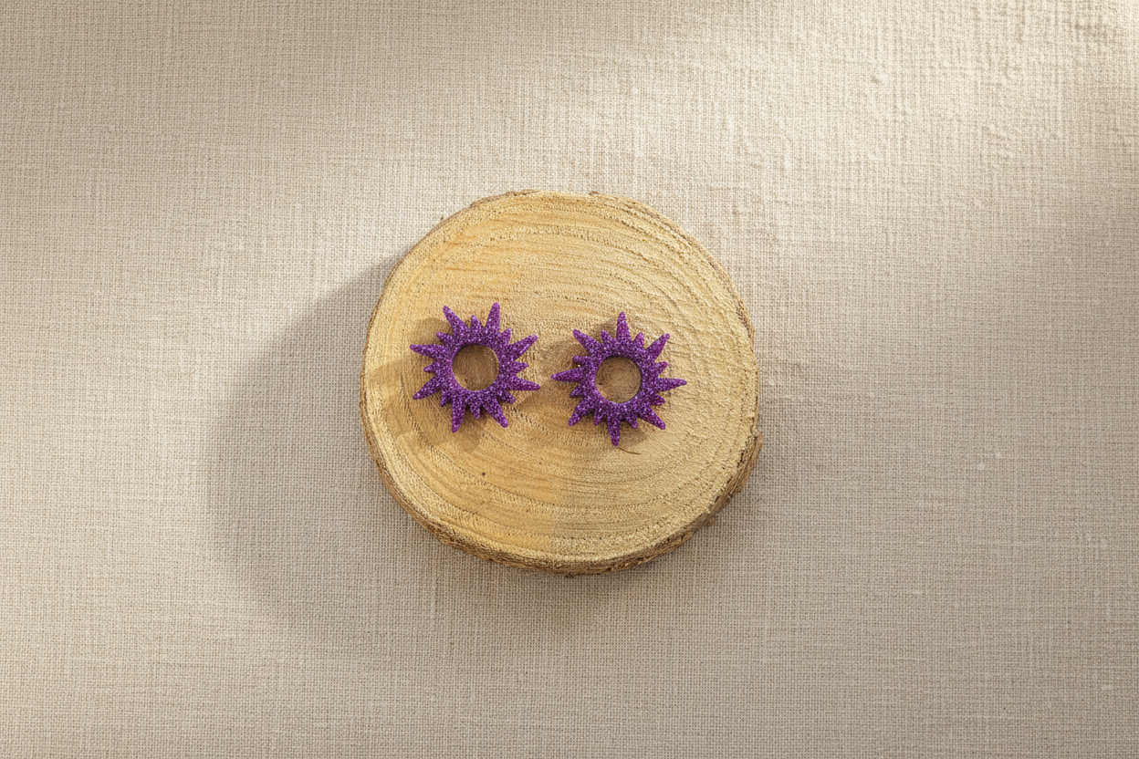 Soleil Étoilé Violet Pailleté