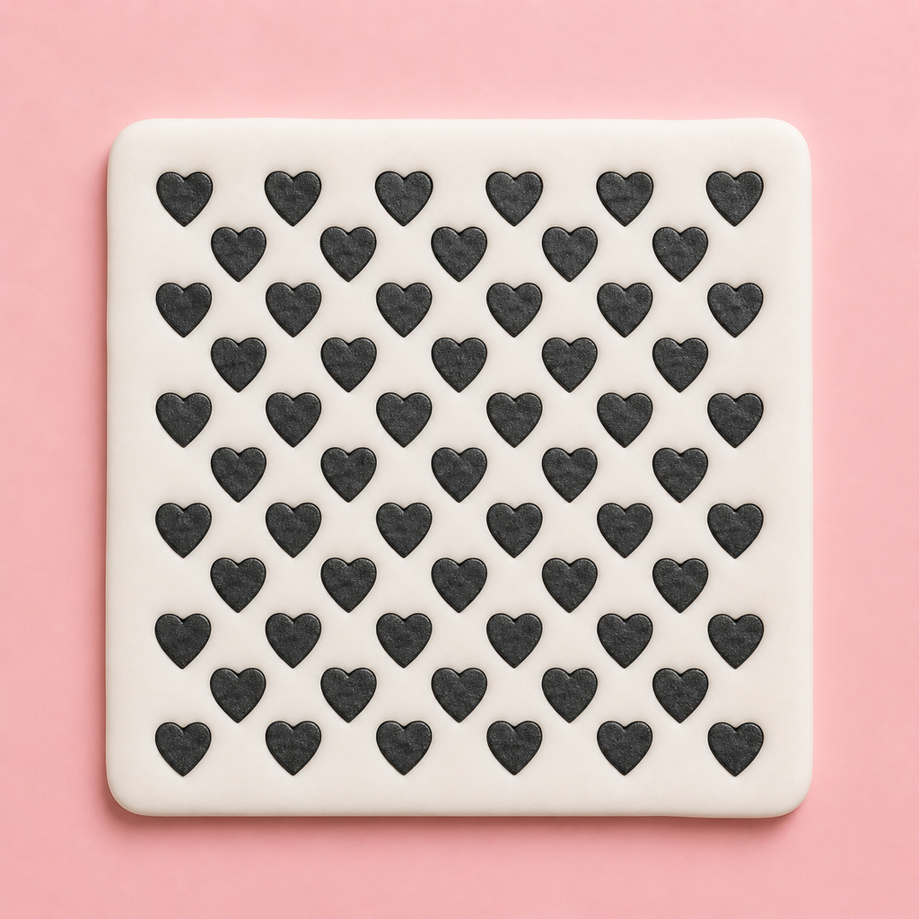 Stencil motif cœurs pour pâte polymère – Pochoir texture cœurs – ST-09