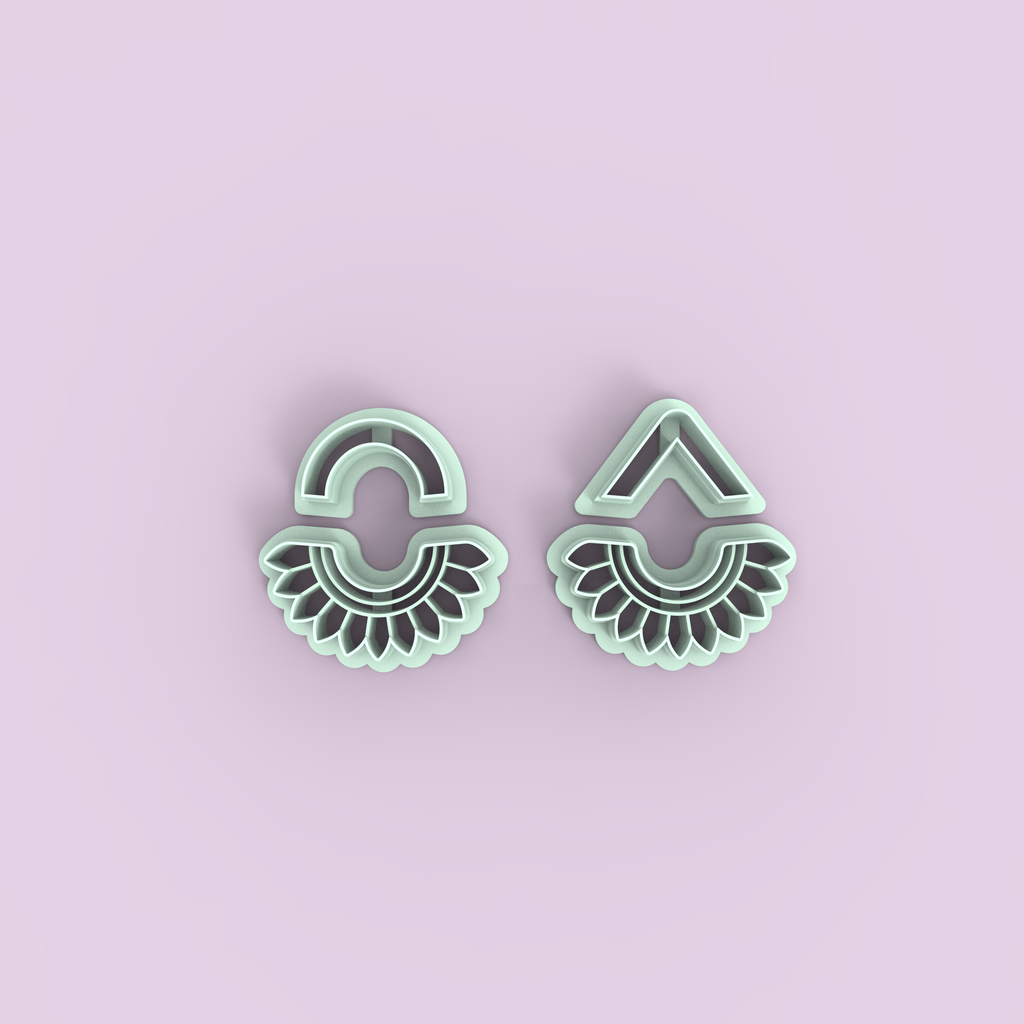 Emporte-pièces géométriques ajourés – lot de 2 cutters pâte polymère – pampilles bijoux DIY – arche douce & pointe élégante – 25 à 40 mm – EP-191 – fabriqué en France