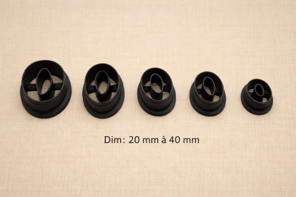 Emporte-pièce ovale ajouré 20 à 40 mm – Découpe bijoux pâte polymère – Forme moderne et élégante DIY