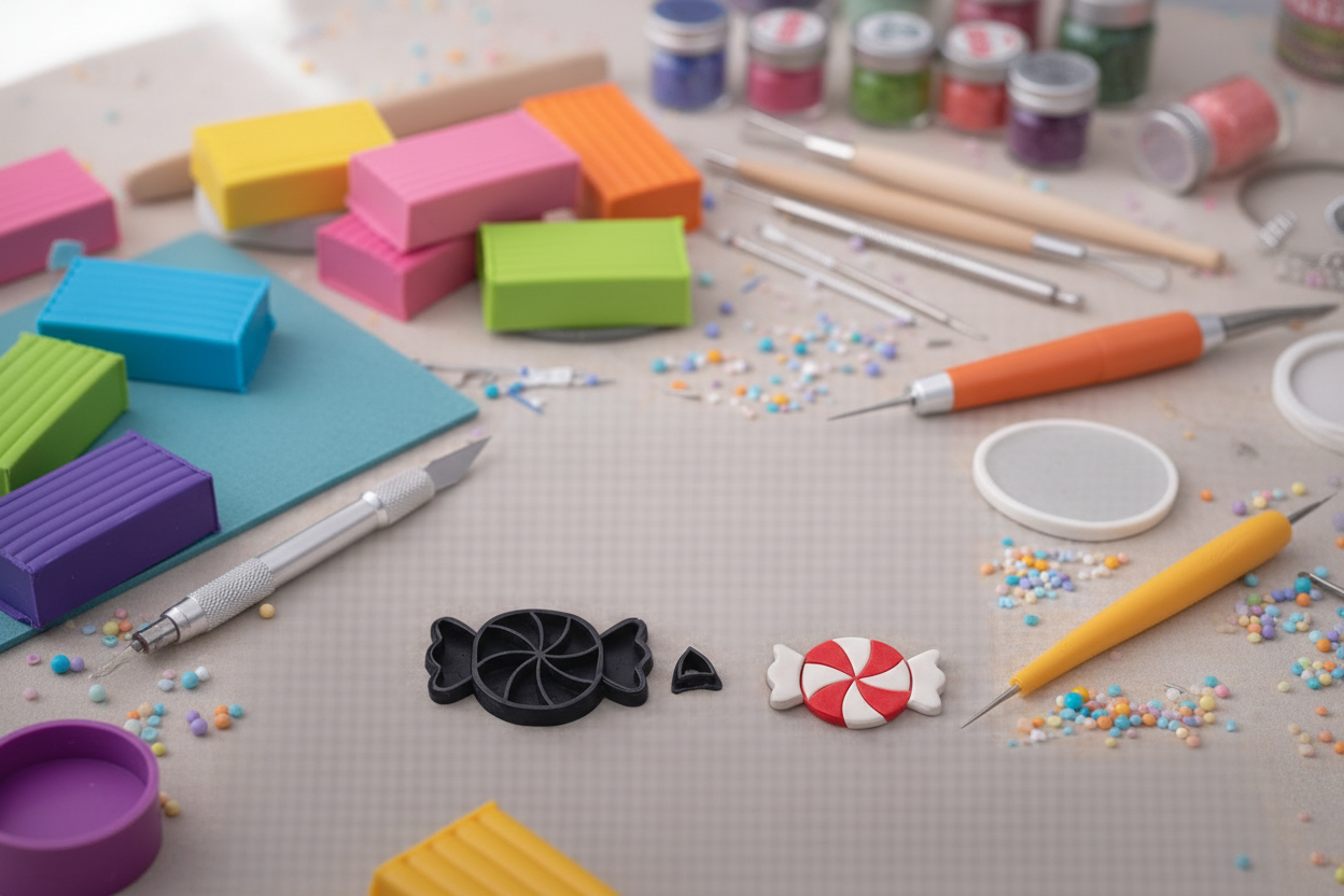 Emporte-pièce bonbon – lot de 2 cutters pâte polymère – bijoux DIY – forme bonbon gourmand – 25 à 45 mm – fabriqué en France. EP-133