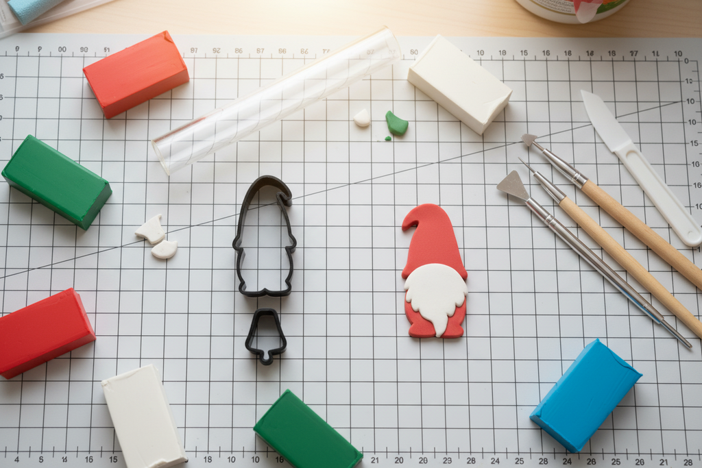 Emporte-pièces gnome de Noël – lot de 2 cutters pâte polymère – bijoux DIY – pampilles gnome – 25 à 55 mm – fabriqué en France. EP-134
